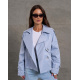 Голубой укороченный жакет с вставкой