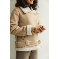 Бежевая женская куртка косуха-авиатор Seventeen 2090.5500