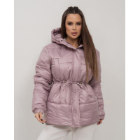 Розовая приталенная куртка с капюшоном