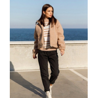 Коричневый короткий жакет из букле на молнии