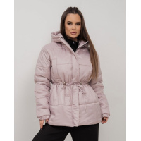 Бежевая приталенная куртка с капюшоном