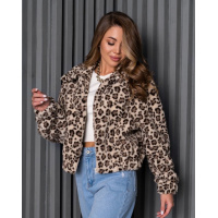 Бежевый жакет на молнии с животным принтом