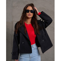 Черный укороченный жакет с вставкой