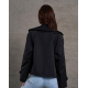 Черный укороченный жакет с вставкой