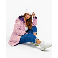 Фиолетово-розовая двусторонняя куртка с капюшоном