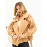 Бежевая кашемировая куртка с кожаными вставками