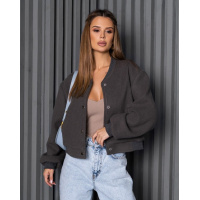 Серая укороченная куртка бомбер