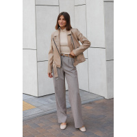 Женская кожаная куртка косуха бежевая Seventeen 2200.6051