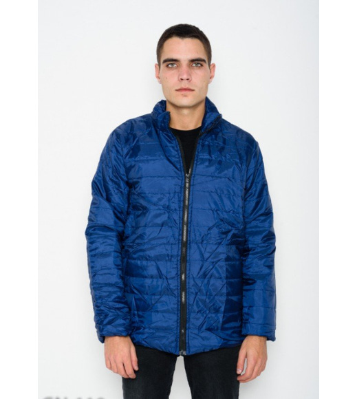 Синя стьобана легка куртка на блискавці з потайними кишенями