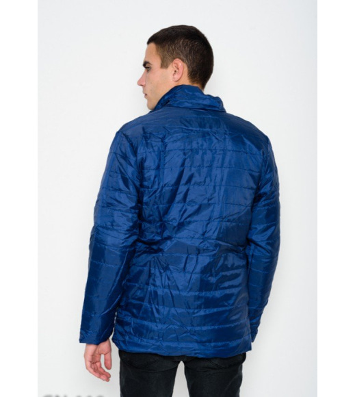 Синя стьобана легка куртка на блискавці з потайними кишенями