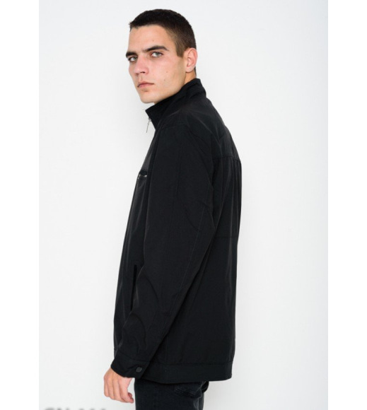 Черная тонкая куртка на молнии с велюровым декором