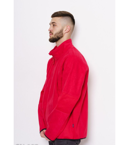 Червона куртку демісезонна куртка на блискавці з фактурними вставками