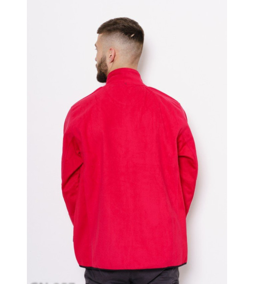 Червона куртку демісезонна куртка на блискавці з фактурними вставками