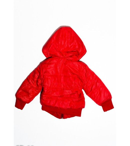 Красная теплая стеганая куртка на синтепоне с капюшоном и манжетами
