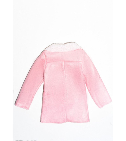 Рожева демісезонна куртка на гудзиках з еко-замші на хутрі