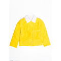 Жовта куртка-косуха з нубука з хутряною білою підкладкою