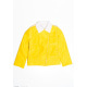 Желтая куртка-косуха из нубука с меховой белой подложкой