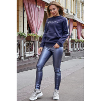 Синие леггинсы с эко-кожы на резинке Seventeen 1233.3732