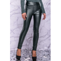 Зеленые лосины из итальянской эко-кожы на флисе Seventeen 1077.3002