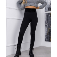 Черные батальные леггисы из трикотажа на меху
