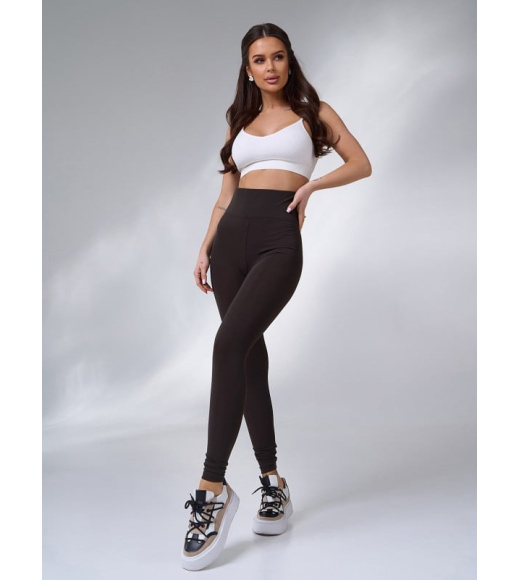 Коричневые леггинсы с утягивающим поясом