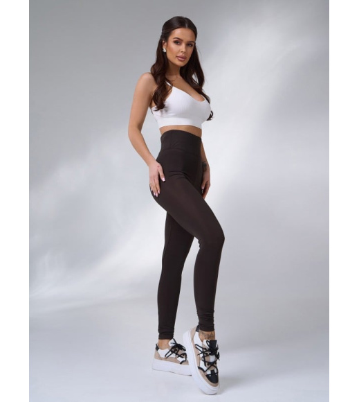 Коричневые леггинсы с утягивающим поясом