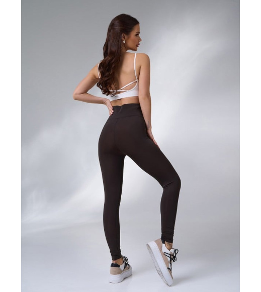 Коричневые леггинсы с утягивающим поясом