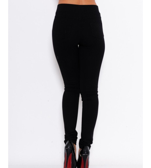 Чорні жіночі еластичні легінси з задніми кишенями