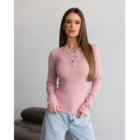 Розовый фактурный лонгслив на пуговицах