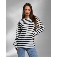 Бело-черный полосатый лонгслив из трикотажа