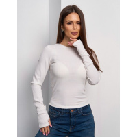 Белый фактурный лонгслив с вырезами на рукавах