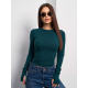 Темно-зеленый фактурный лонгслив с вырезами на рукавах