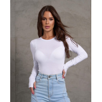 Белый лонгслив из вискозы с вырезами на рукавах