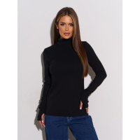 Черная утепленная водолазка с вырезами для пальцев