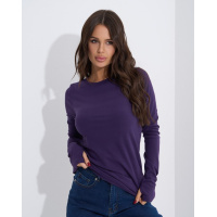Темно-сиреневый утепленный лонгслив с вырезами для пальцев