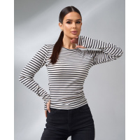 Белый фактурный лонгслив в полоску