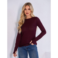 Темно-бордовый ангоровый лонгслив с вырезами на рукавах