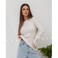 Молочный ангоровый лонгслив с вырезами для пальцев