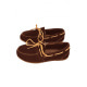 Коричневые замшевые мокасины с декоративной прошвой коричневым шнурком
