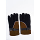 Черно-коричневые теплые флисовые перчатки с затяжками на манжетах