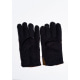 Чорно-коричневі теплі флісові рукавички з затяжками на манжетах
