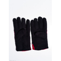 Черно-красные теплые флисовые перчатки с затяжками на манжетах