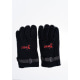 Чорні теплі флісові рукавички з затяжками на манжетах і принтом