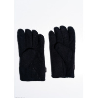 Черные теплые флисовые перчатки с затяжками на манжетах и принтом