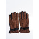 Коричневые теплые перчатки с затяжкой и антискользящим покрытием