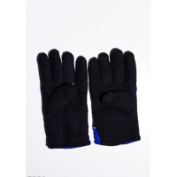 Черно-синие теплые флисовые перчатки с затяжками на манжетах