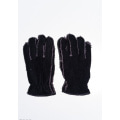 Черные теплые перчатки на меху с резинкой на манжете