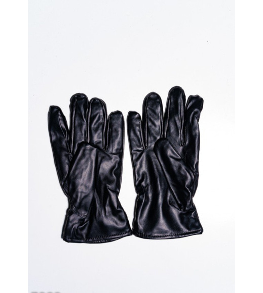 Чорні рукавички демісезонні з еко-шкіри на хутрі