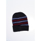 Чорно-бордова тепла шапка на флісі з вишивкою на подвороте