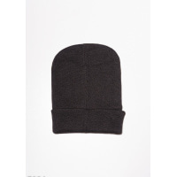Чорна тепла шапка-панчіх з підворотом і вишивкою